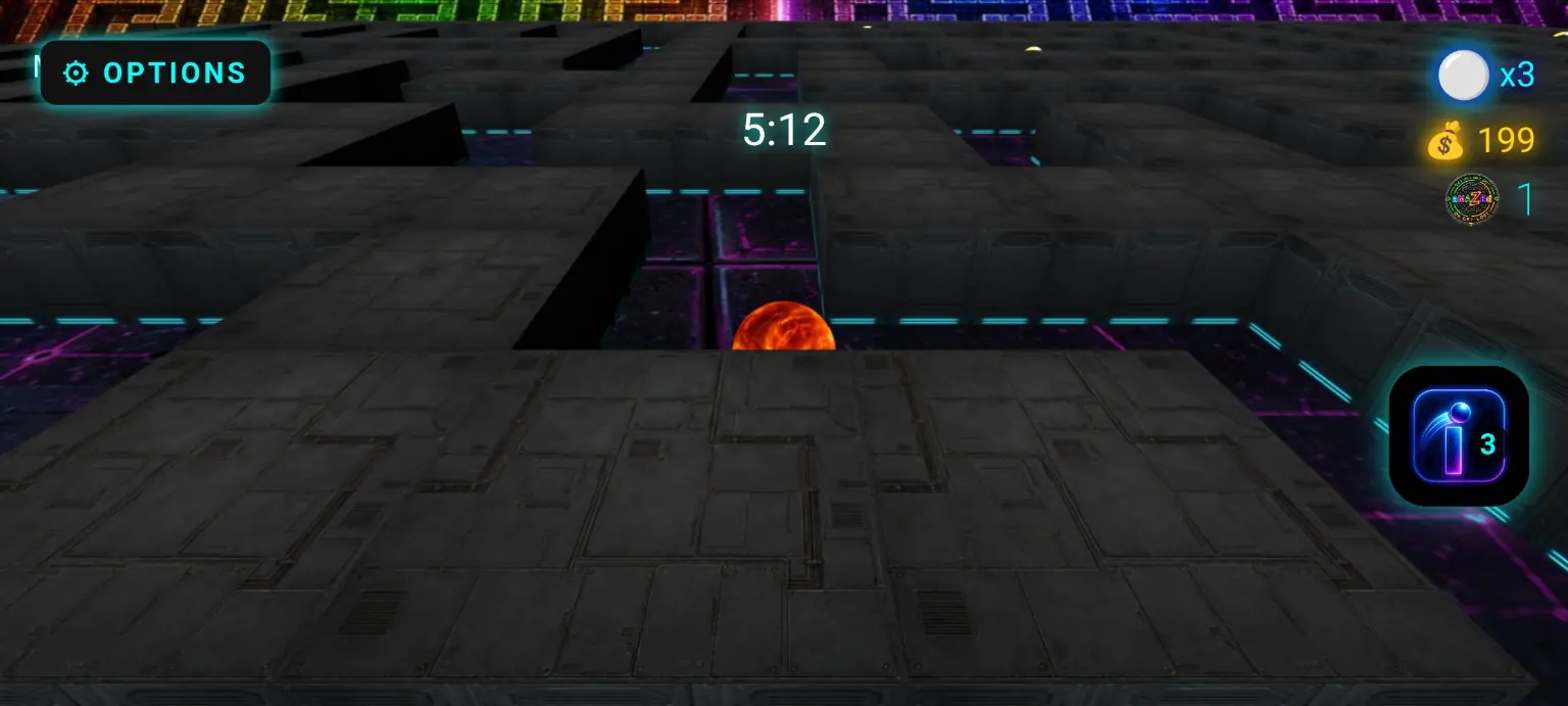 Close gameplay view inside the Circuit maze